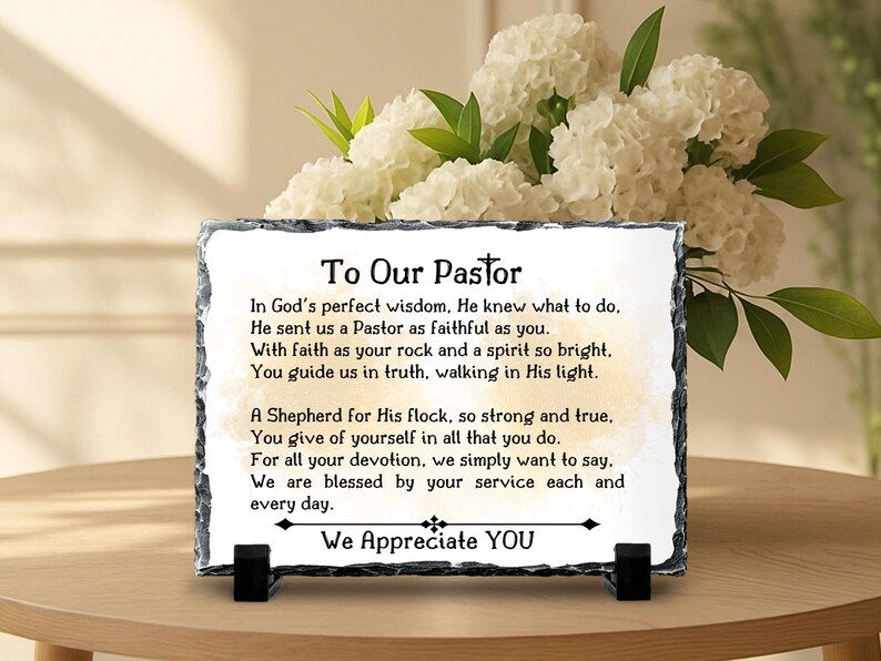 Thumbnail: Pastor Appreciation Stone Plaque with Heartfelt Prayer Keepsake