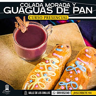 -La famosa receta de Colada Morada de Ennas Academia Culinaria
-Elaboración desde cero y paso a paso
-Masa especial para guaguas de pan + decoración

*Cada alumno elabora y decora su guagua de pan

*Cada alumno se lleva a casa 1/2 litro de colada morada y su guagua de pan