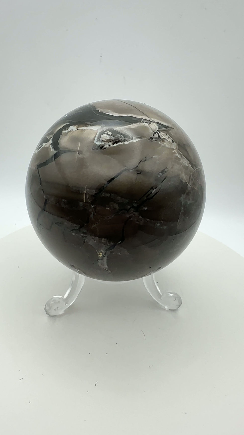 Thumbnail: Volcanic Black Agate Sphere with UV Fluorescence - 345 grams