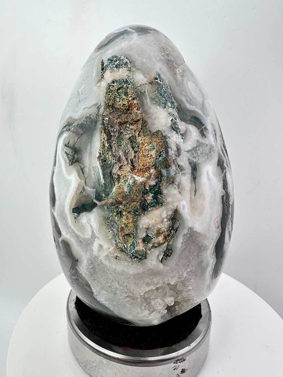 Thumbnail: Druzy Tree Agate Egg - 965 grams