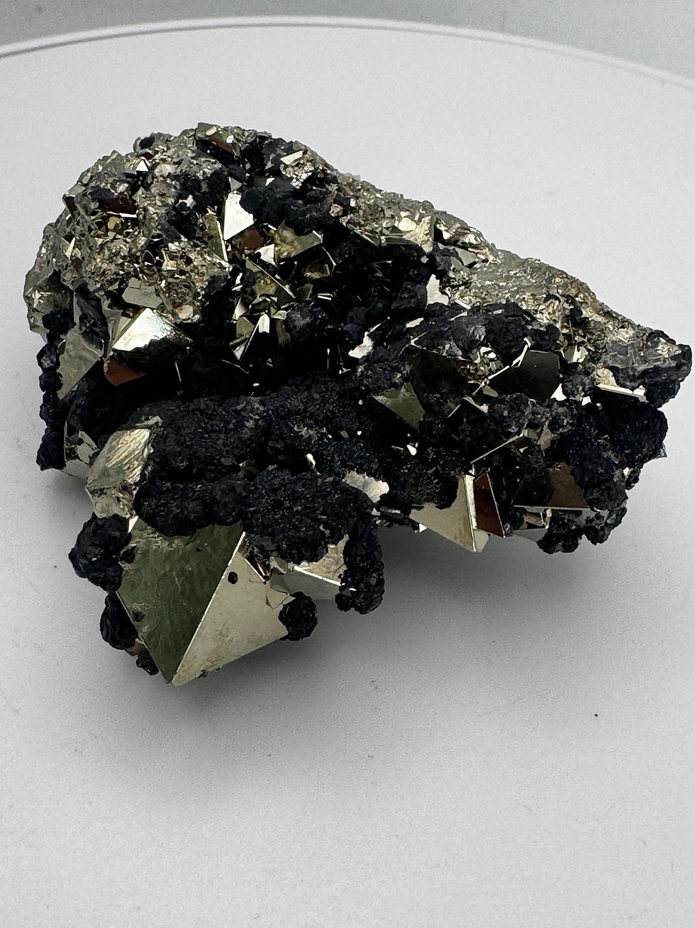 Thumbnail: Rare Octahedral Pyrite and Sphalerite Crystal Cluster