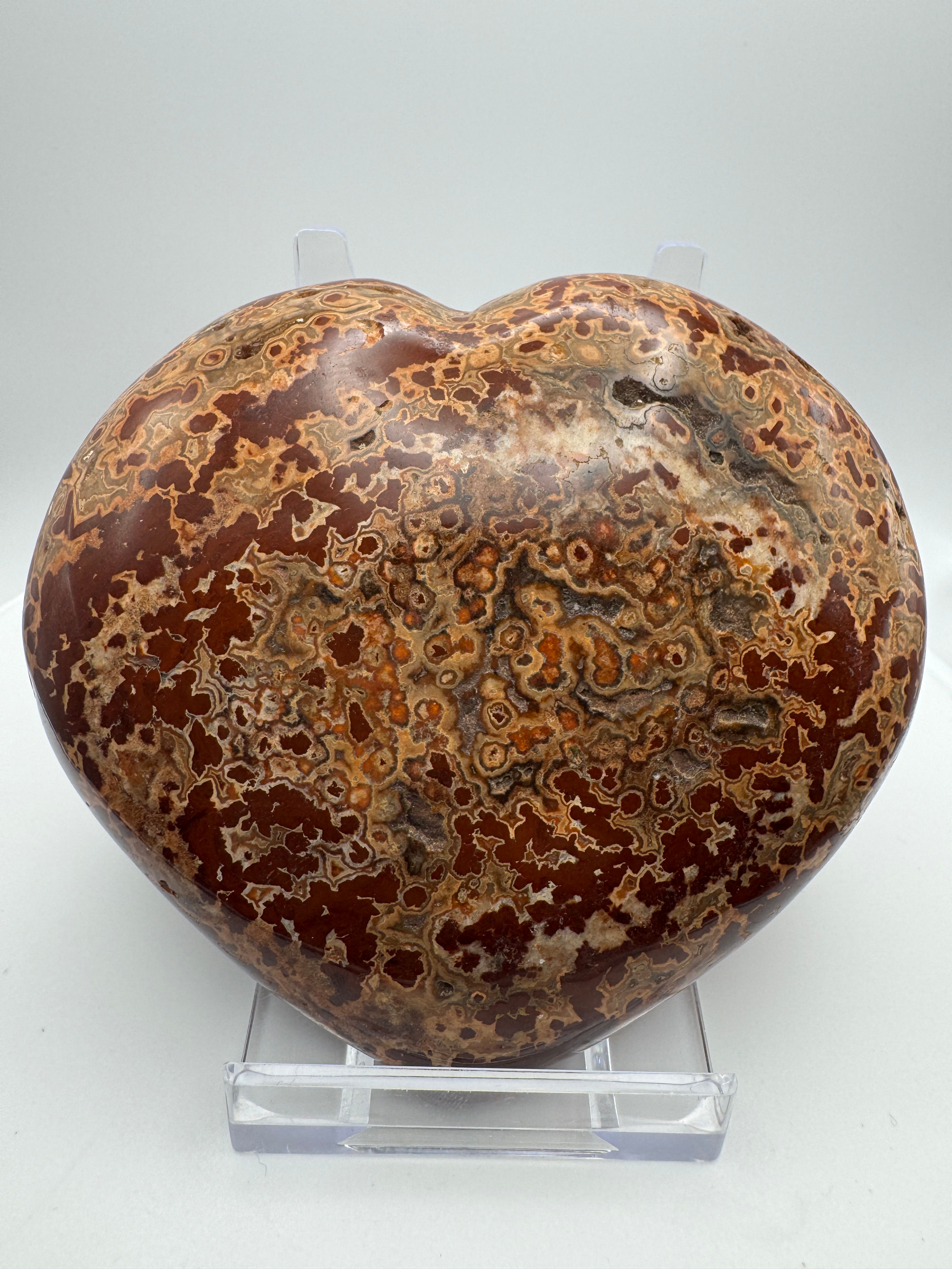Orbicular Ocean Jasper Heart - 537 grams