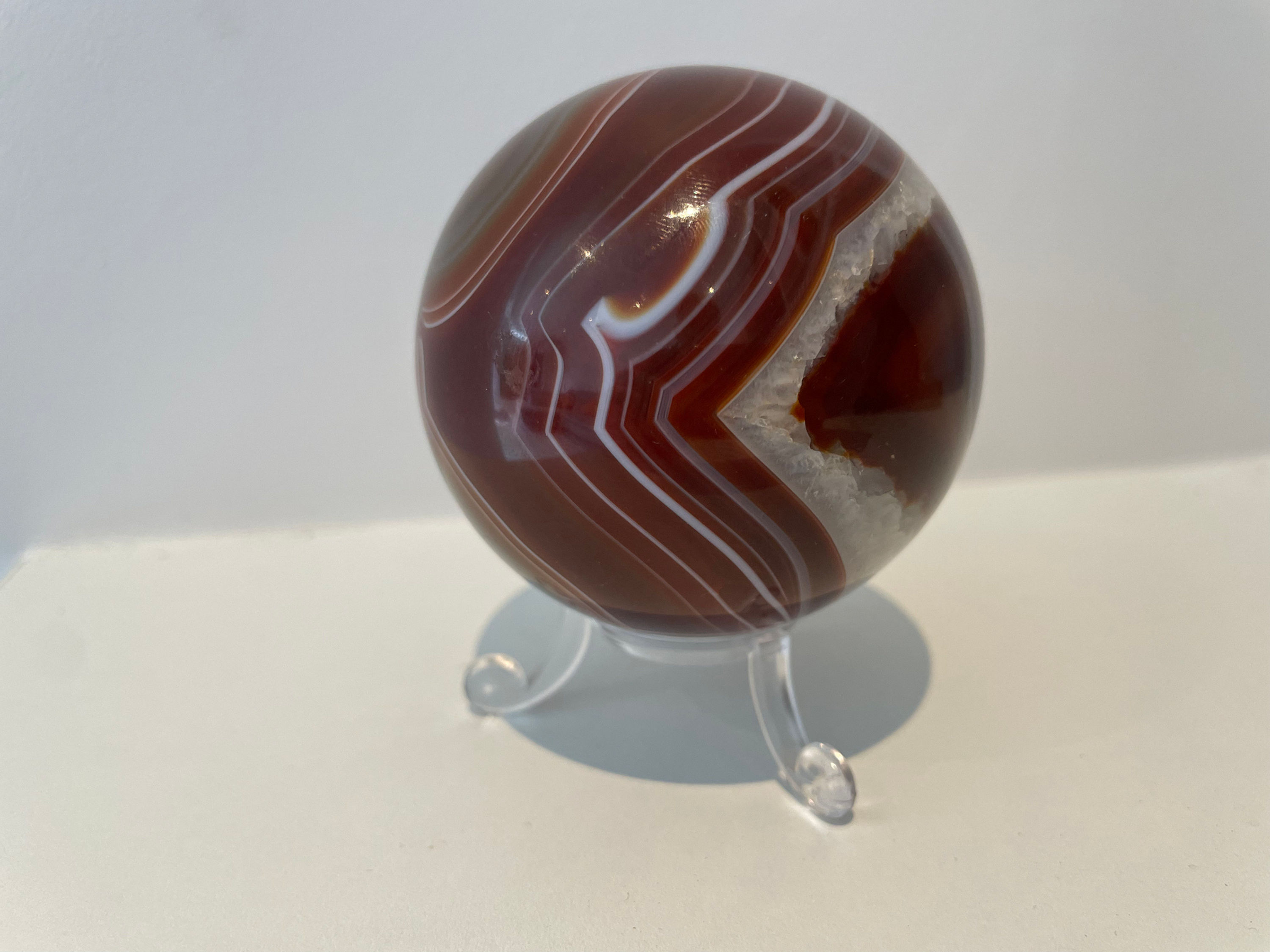 Polished Banded Layered Agate Sphere Brown