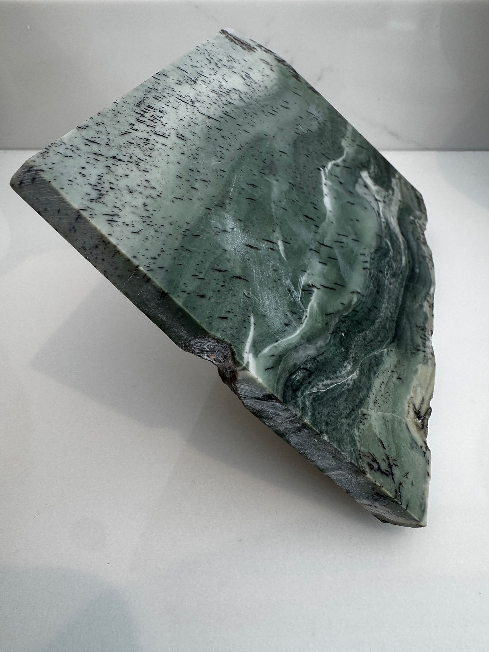 Thumbnail: Infinite Stone Slab, Serpentine and Black Tourmaline - 590 Grams