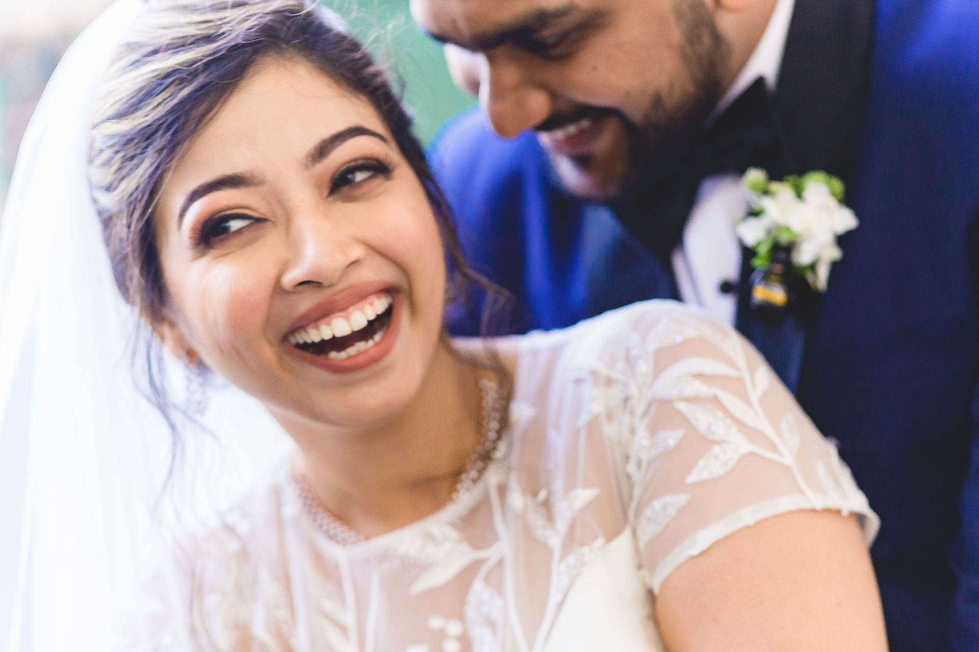 Bride & groom all smiles post their wedding ceremony