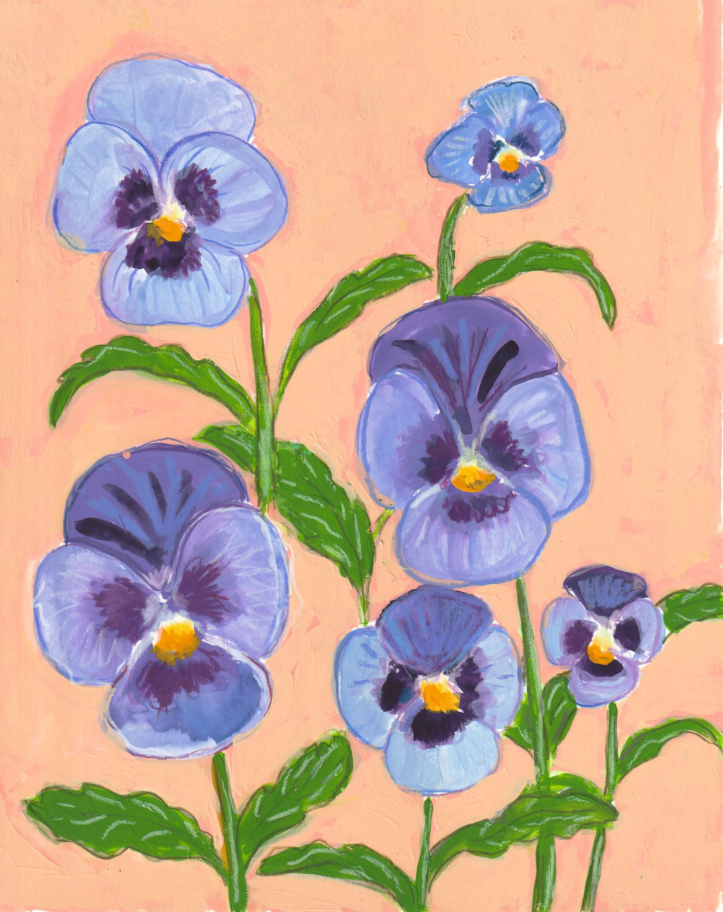 "Purple Pansies" 8x10 Original Artwork