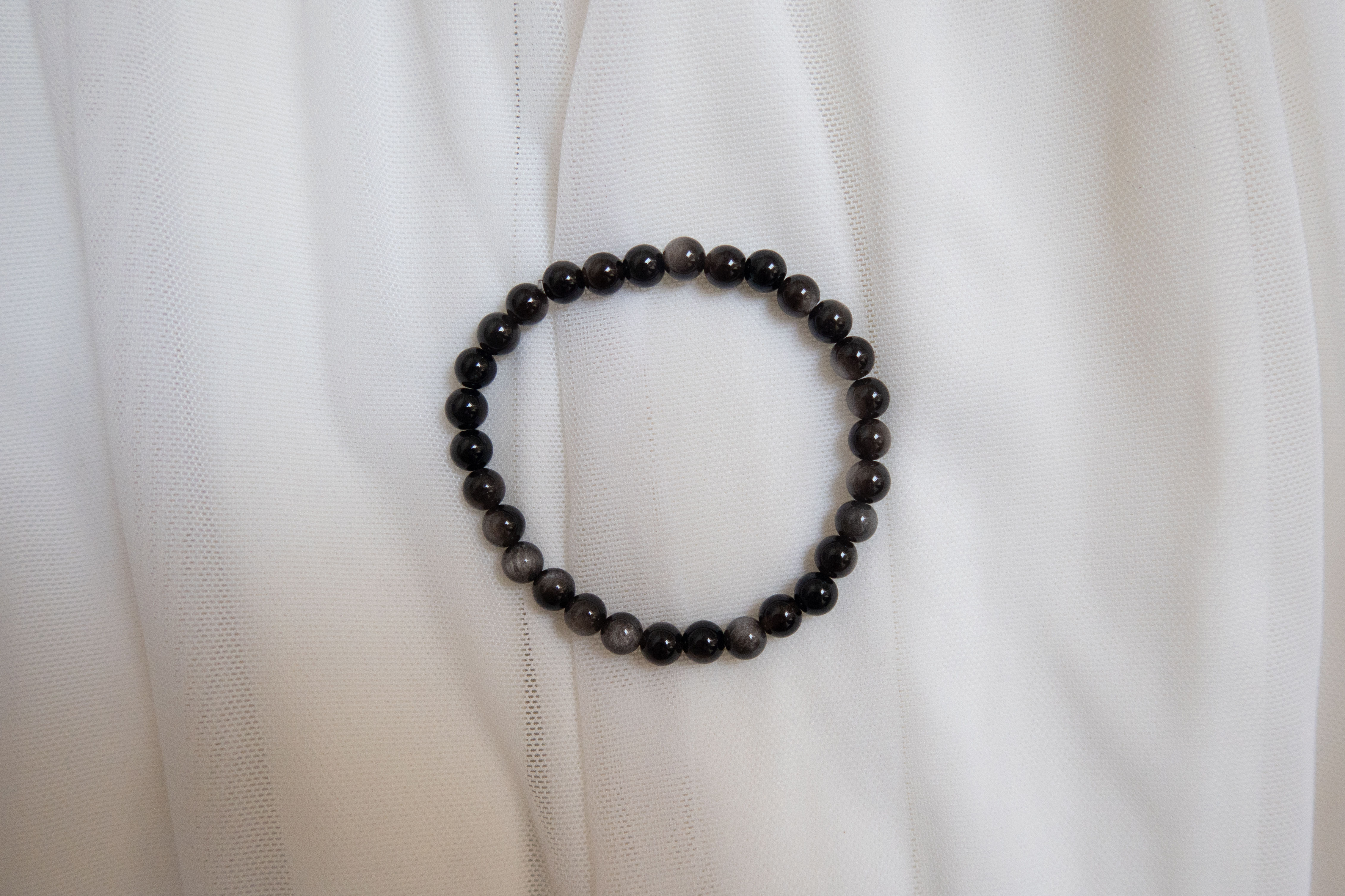 Bracelet obsidienne argentée