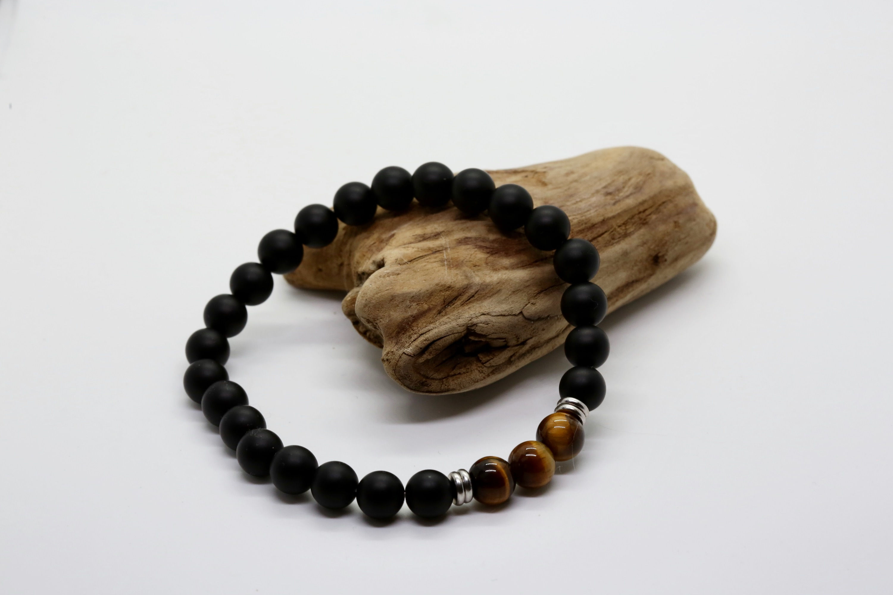 Bracelet homme - Onyx & oeil de tigre