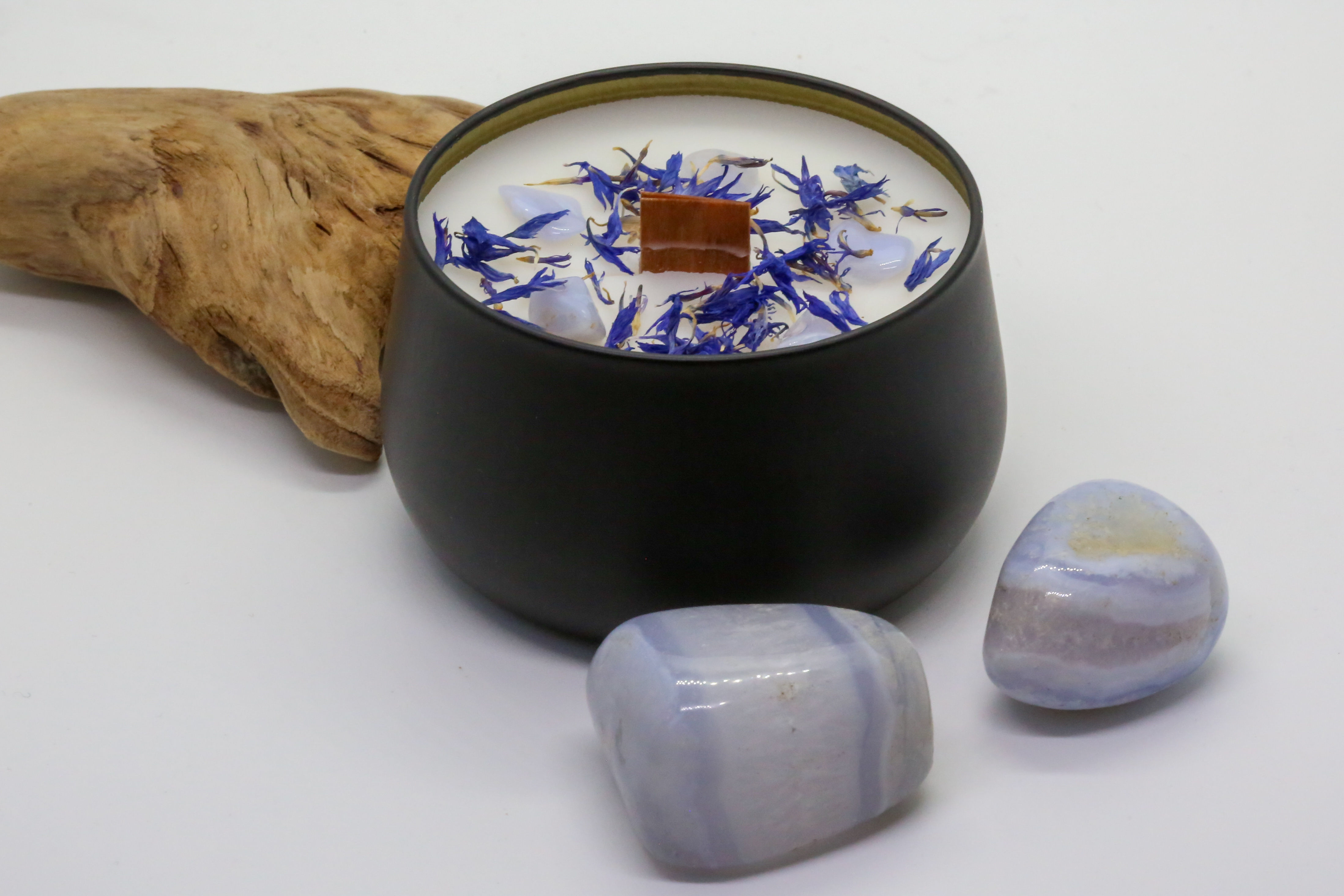 Bougie calcédoine bleue "Confiance"