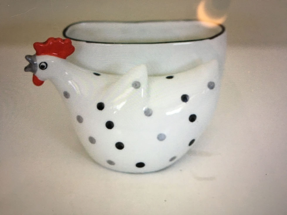 From my meager collection of ceramic chickens.