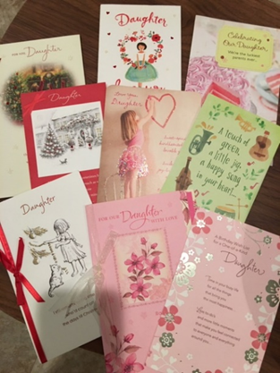 A collection of cards from Dad and Mumsy.