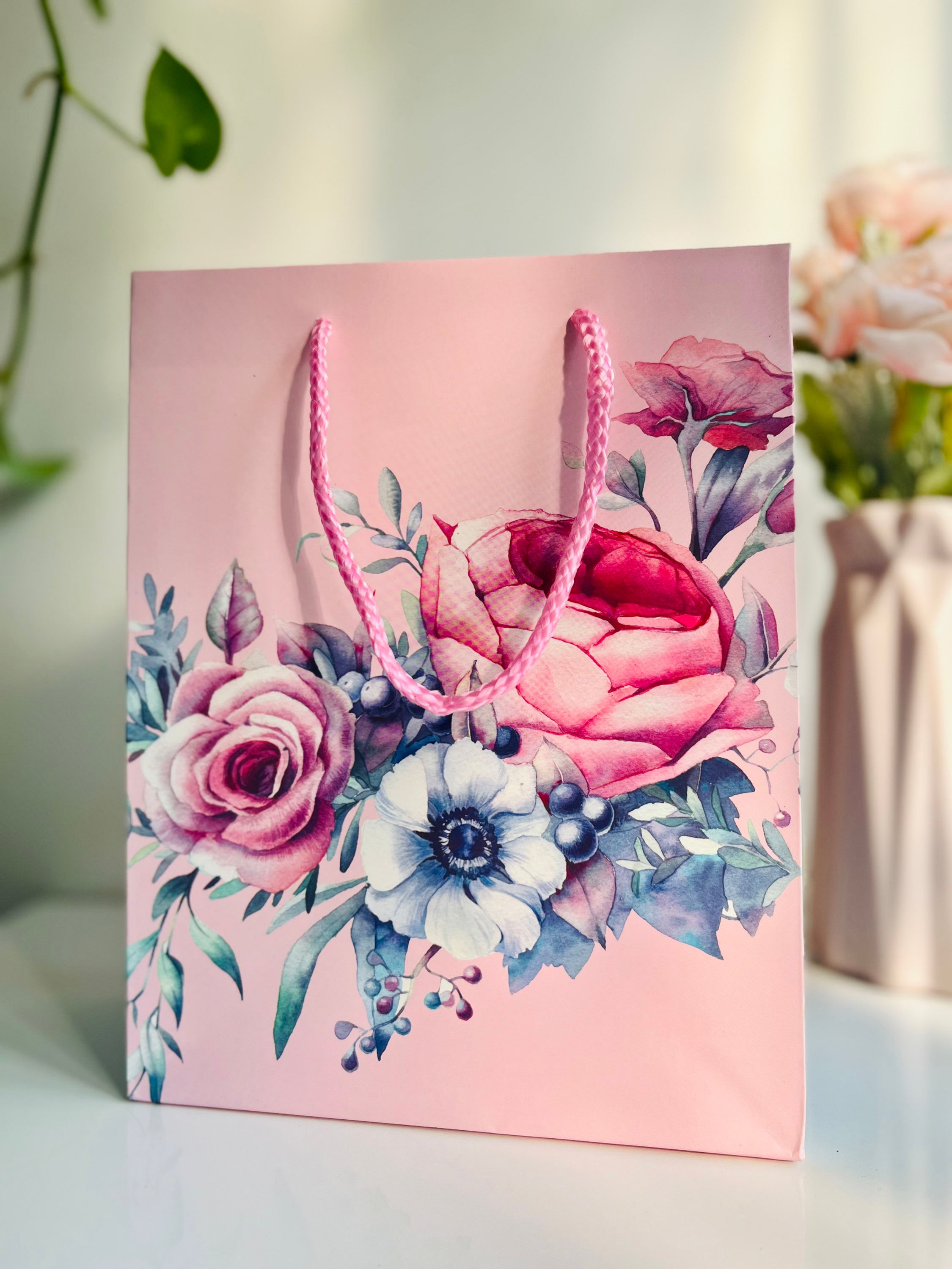 Pink and Blue floral Gift Bag 