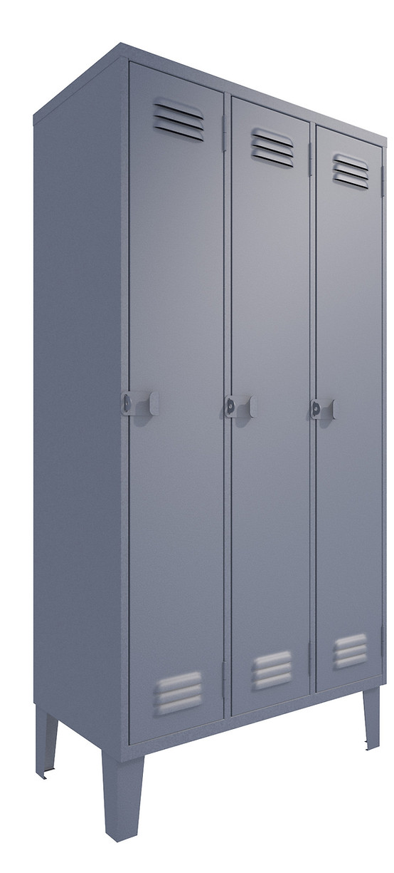 Lockers metálicos simples de tres puertas en color gris