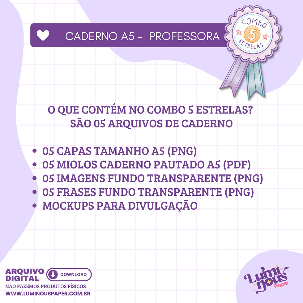 Miniatura: Combo 5 ⭐ - Caderno Professora A5
