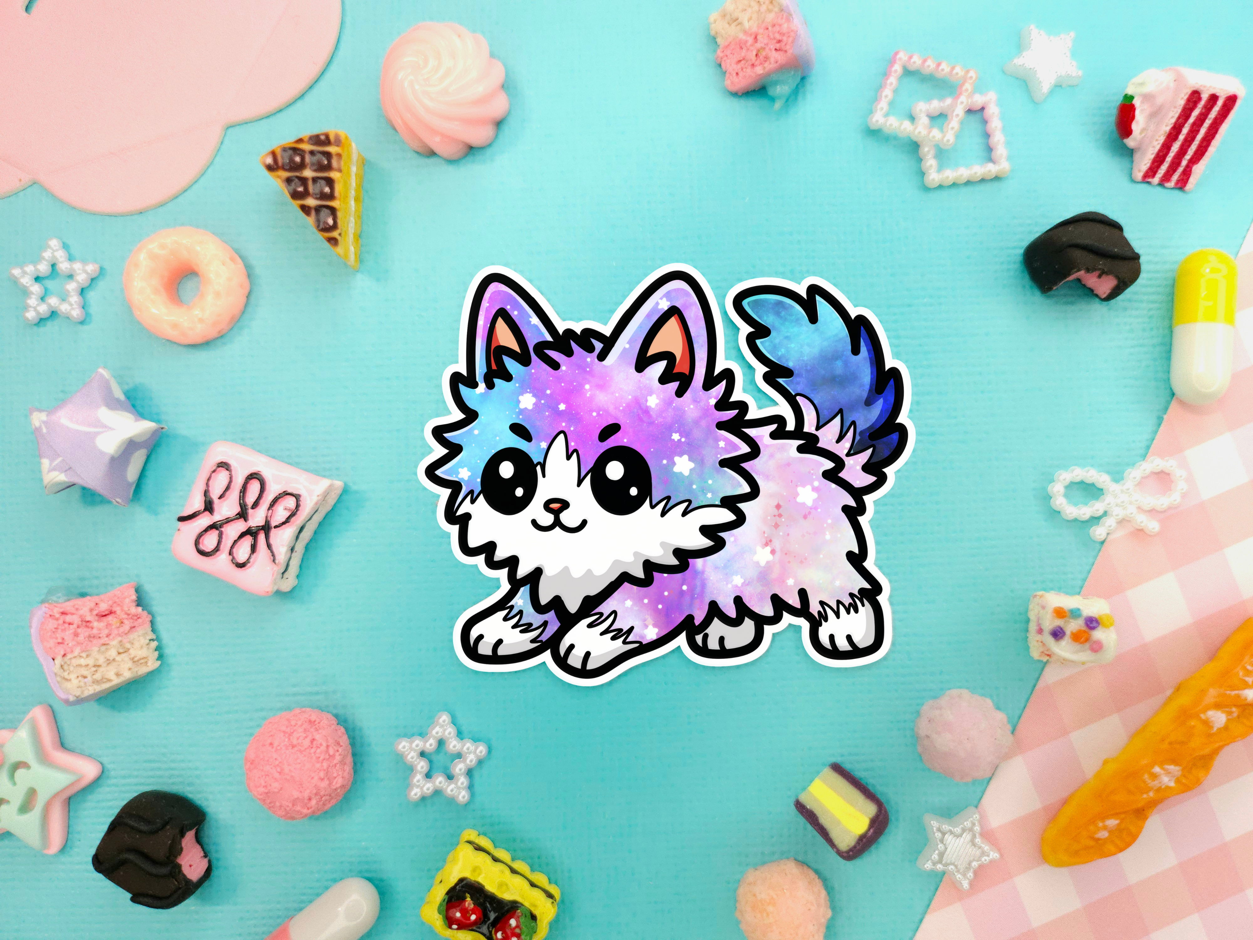 Pastel Star Kitty Glossy Sticker