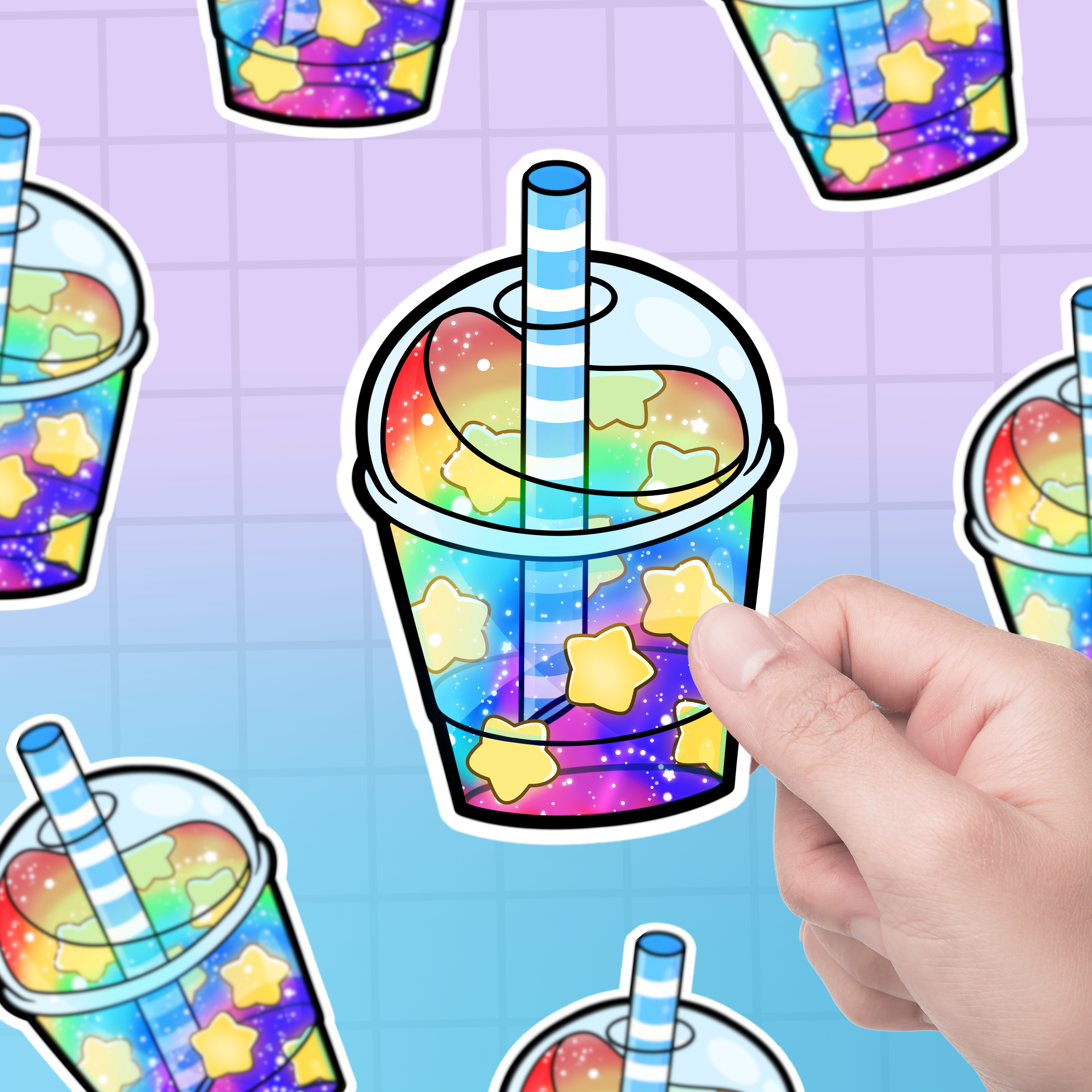 Rainbow Galaxy Boba Sticker