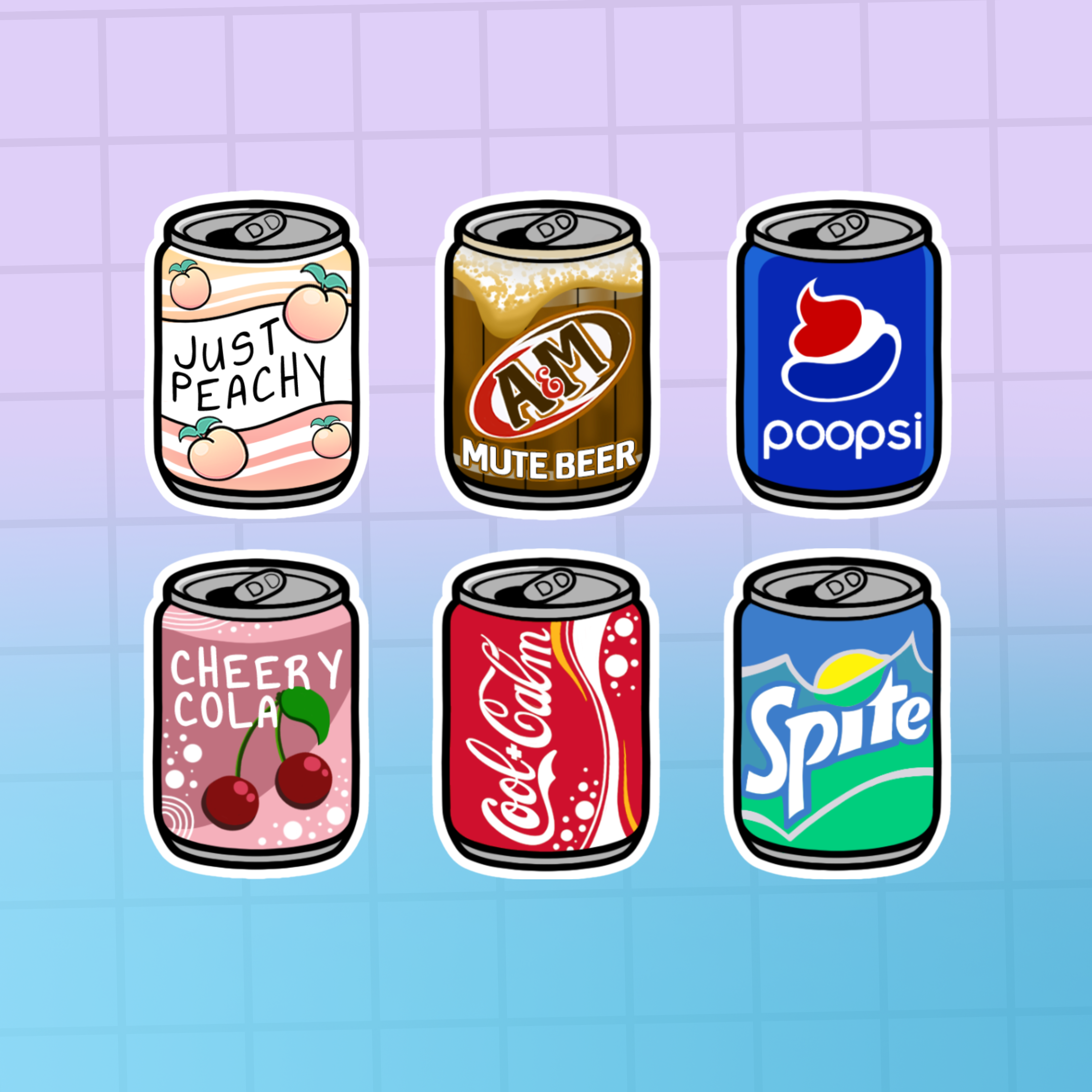 Soda Sticker Set x6
