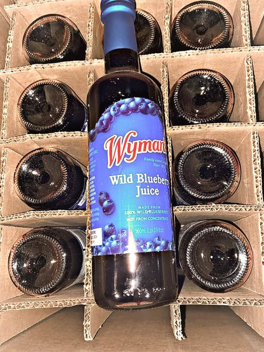 Donated Wyman's wild blueberry juice for a recipient