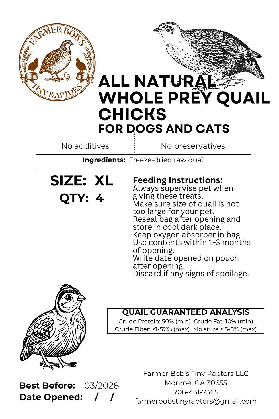 Thumbnail: Freeze Dried Whole Quail Chicks - XL QTY 3