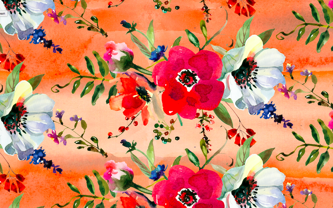 473 Flowers on Orange Tye Dye