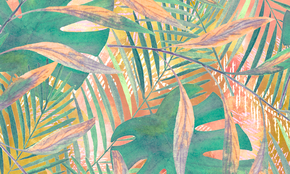 489 peach monstera abstract