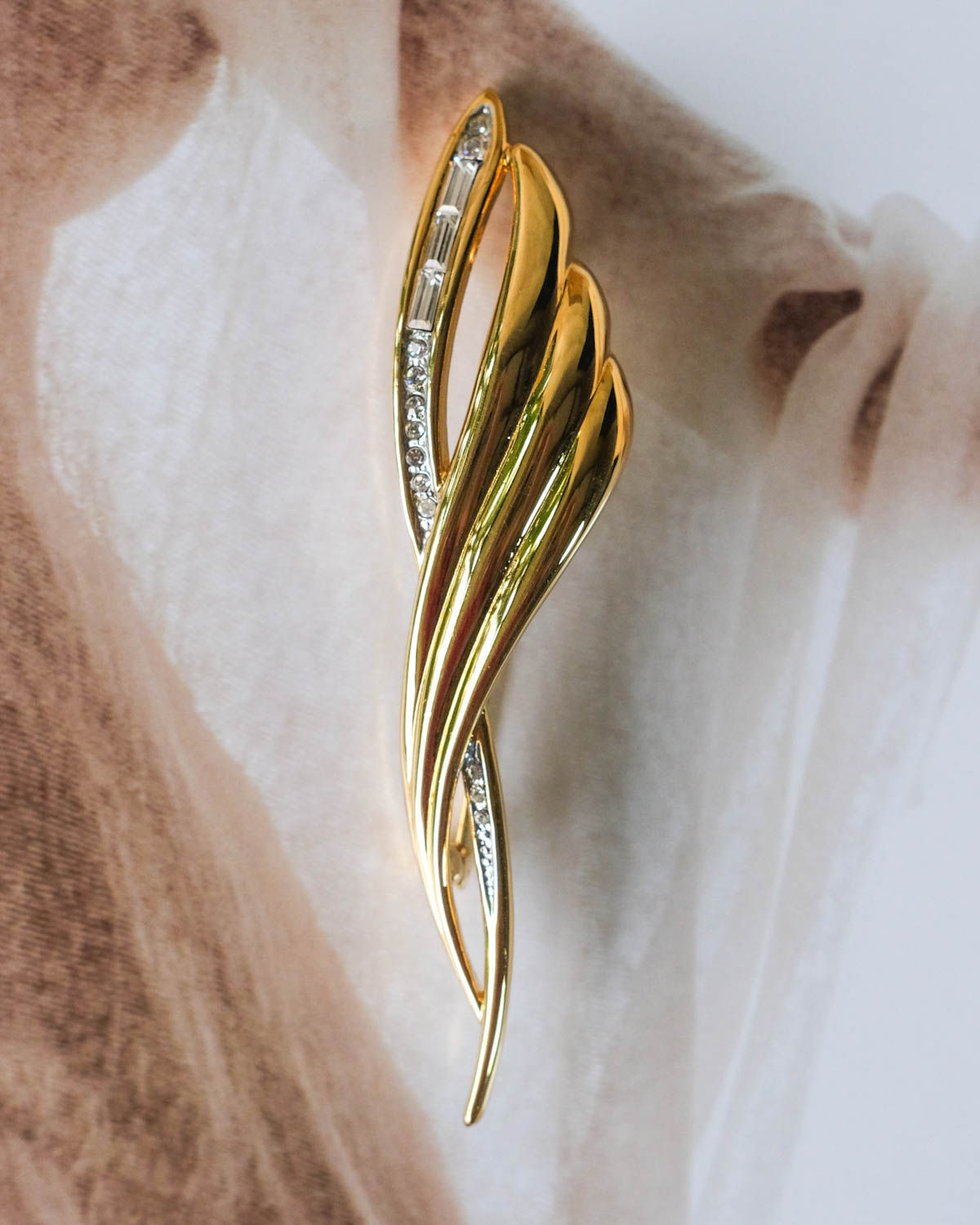Vintage Signed Balmain Paris Gold-Tone Leaf Brooch