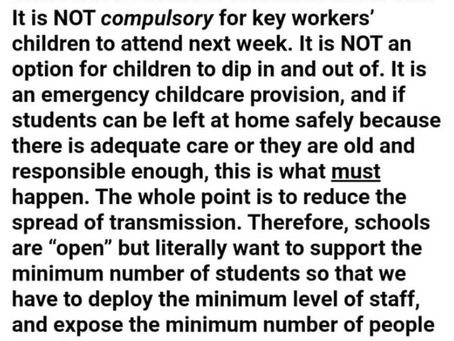 Key worker children next week