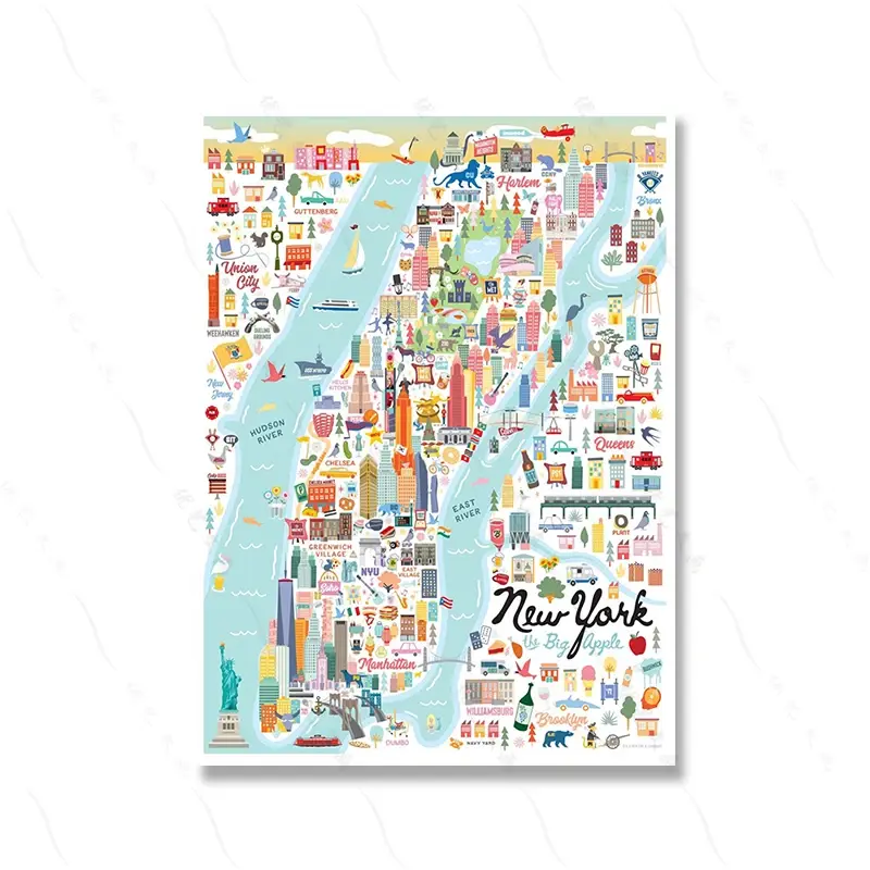 Thumbnail: New York Manhattan Apple Map Art Wall Poster Decor