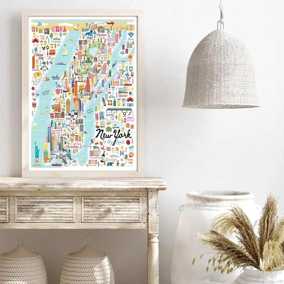 Thumbnail: New York Manhattan Apple Map Art Wall Poster Decor