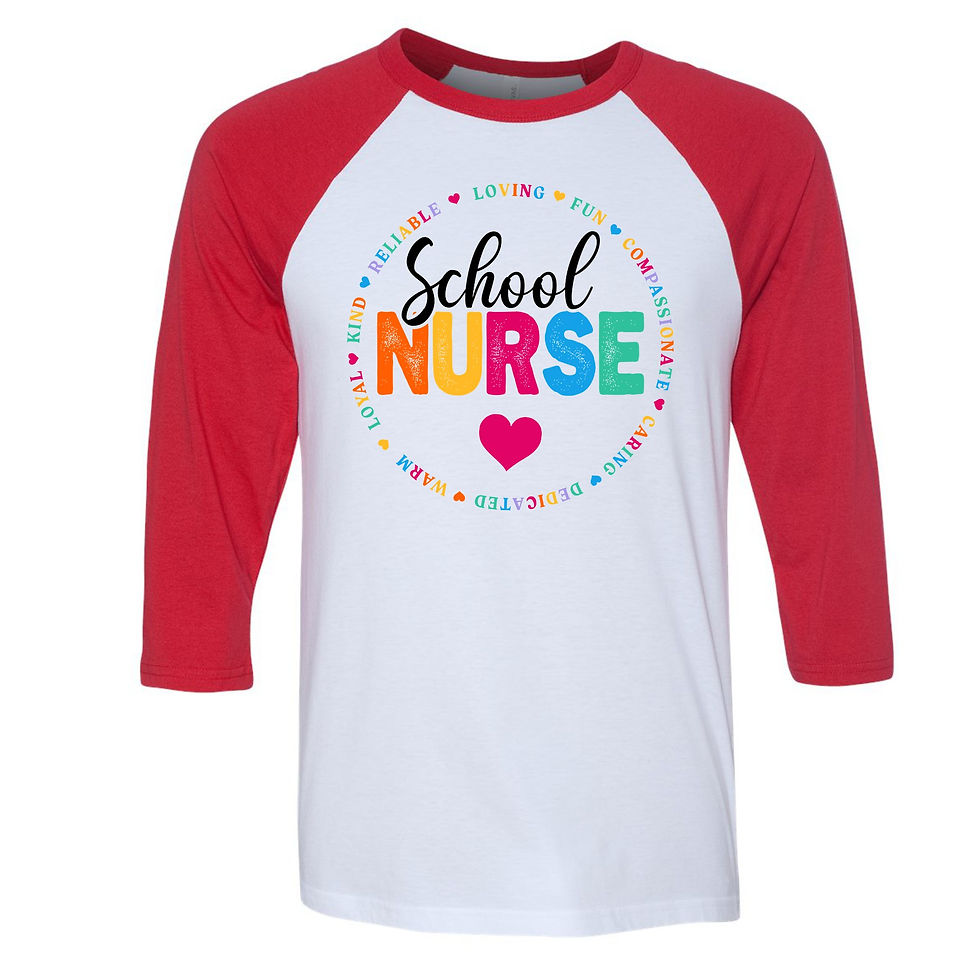 Thumbnail: School Nurse w/Heart raglan tee