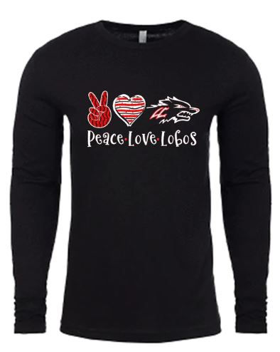 Peace Love Lobos Long Sleeve Tee, black