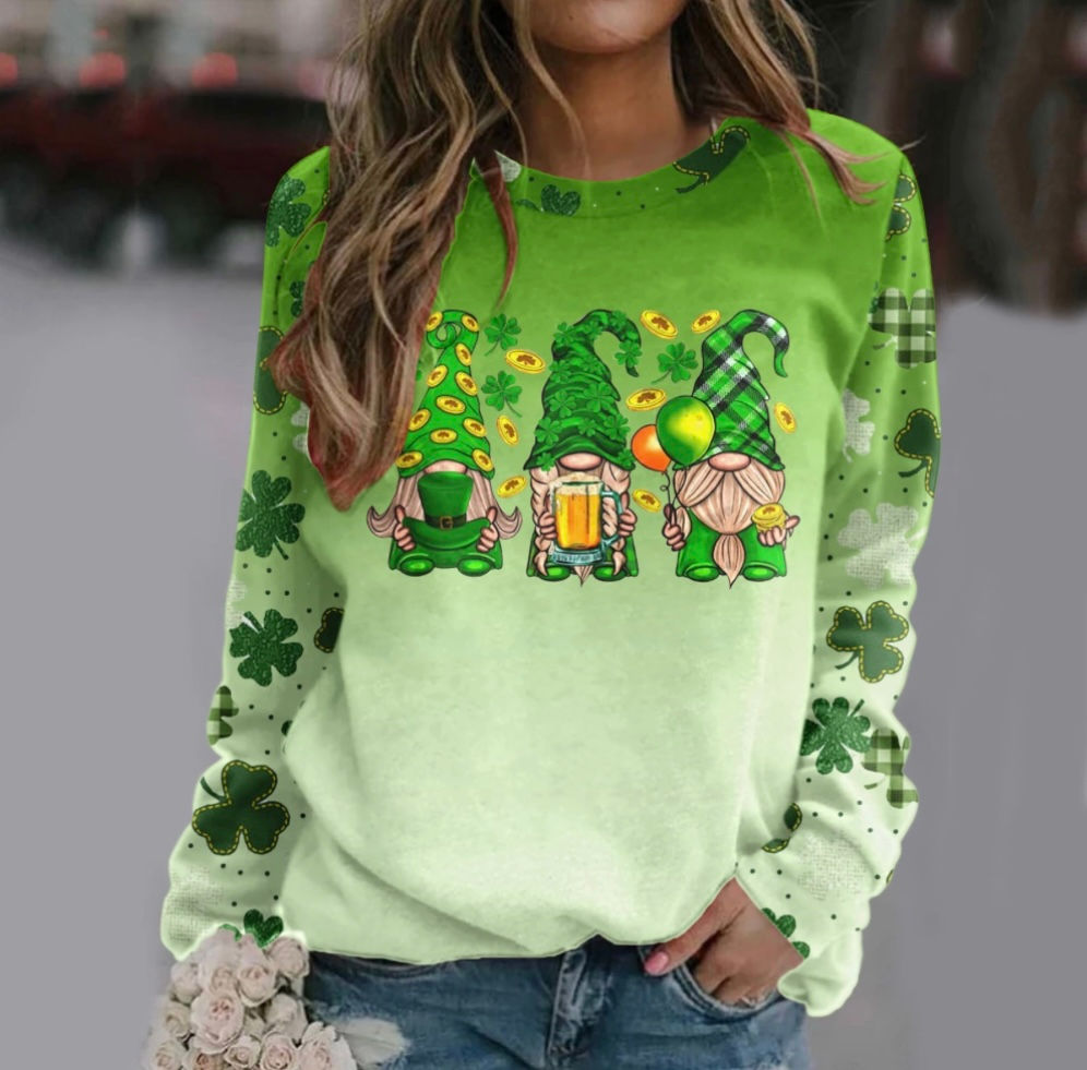 Green St. Patrick’s Day Gnomes, lightweight sweatshirt