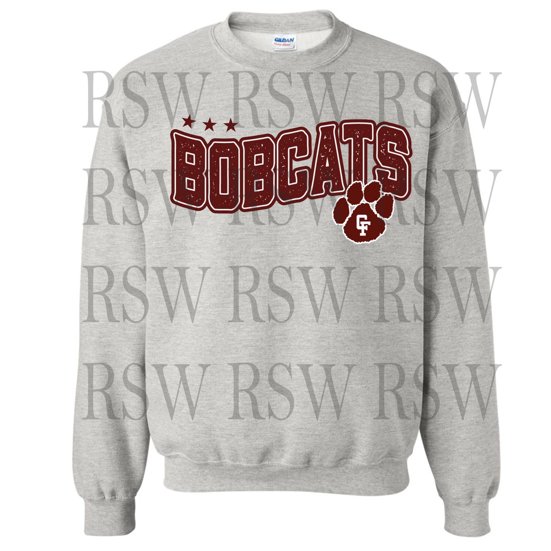 CFHS Bobcats wavy maroon print tee or sweatshirt