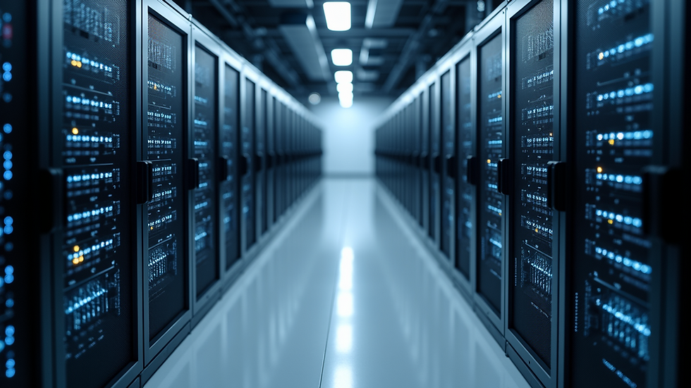 High angle view of a data center with servers representing cloud technology