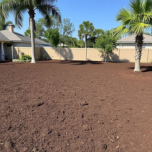 Florida yard showing bare dark dirt leveled and prepped for new sod.jpg