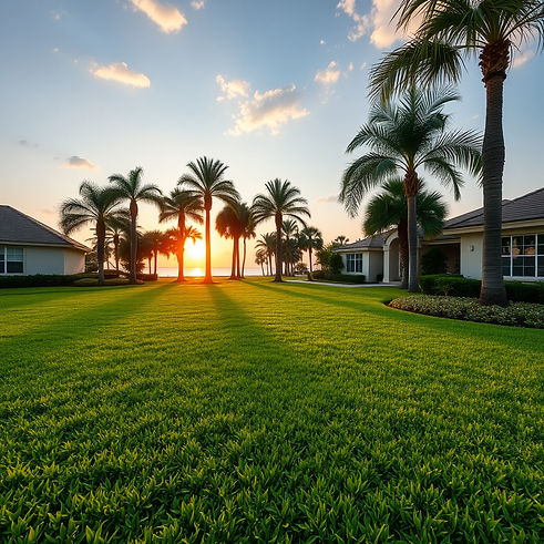 large Beautiful Florida St Augustine lawn at end of sunrise.jpg