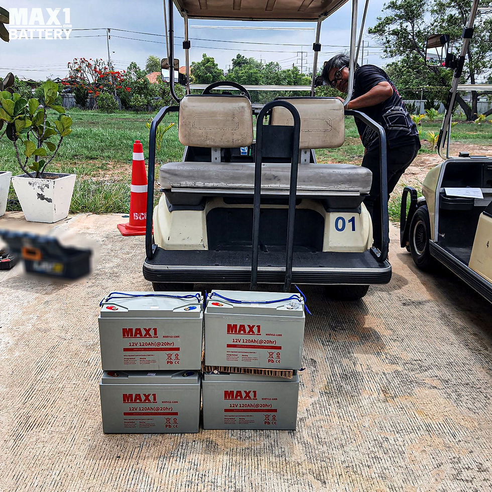 ความคุ้มค่าที่เหนือกว่าสำหรับรถกอล์ฟไฟฟ้า: แบตเตอรี่ MAX1 MXEV12-120S (12V 120AH) Deep Cycle Premium