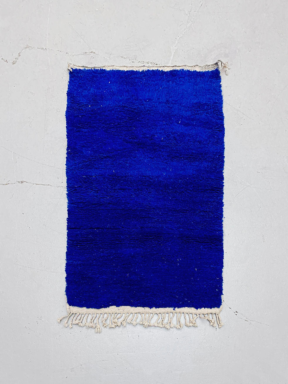Miniature : Tapis berbère Beni Ouarain uni bleu majorelle 1,58x1,03m