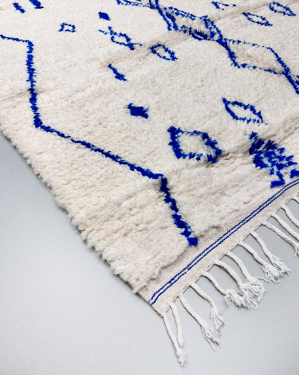 Miniature : Tapis berbère Azilal à motifs bleu majorelle 2,90x1,90m