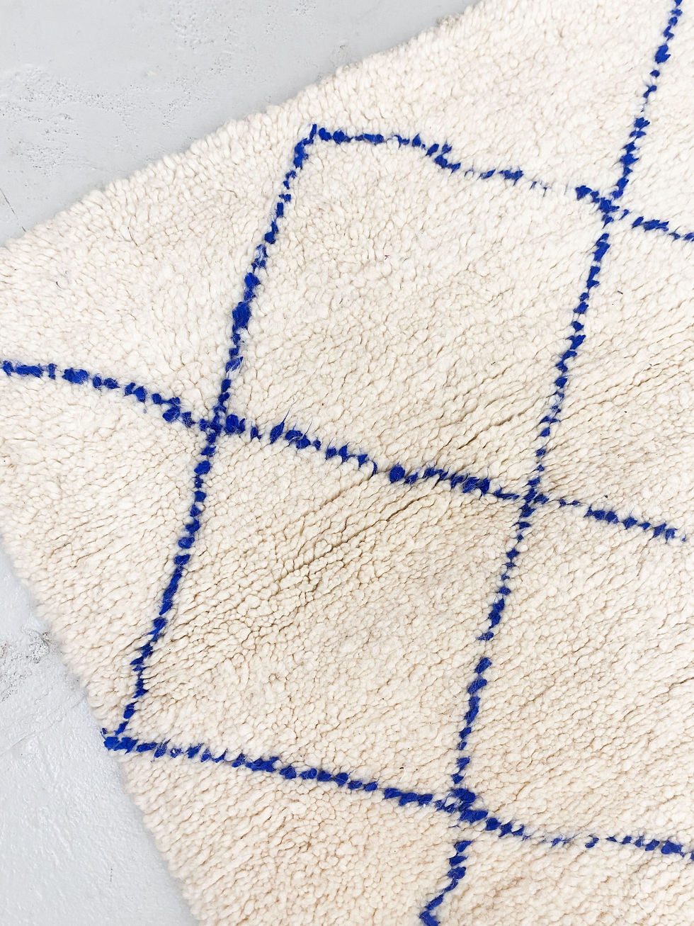 Miniature : Tapis berbère Beni Ouarain à losanges bleu majorelle 3,07x0,82m