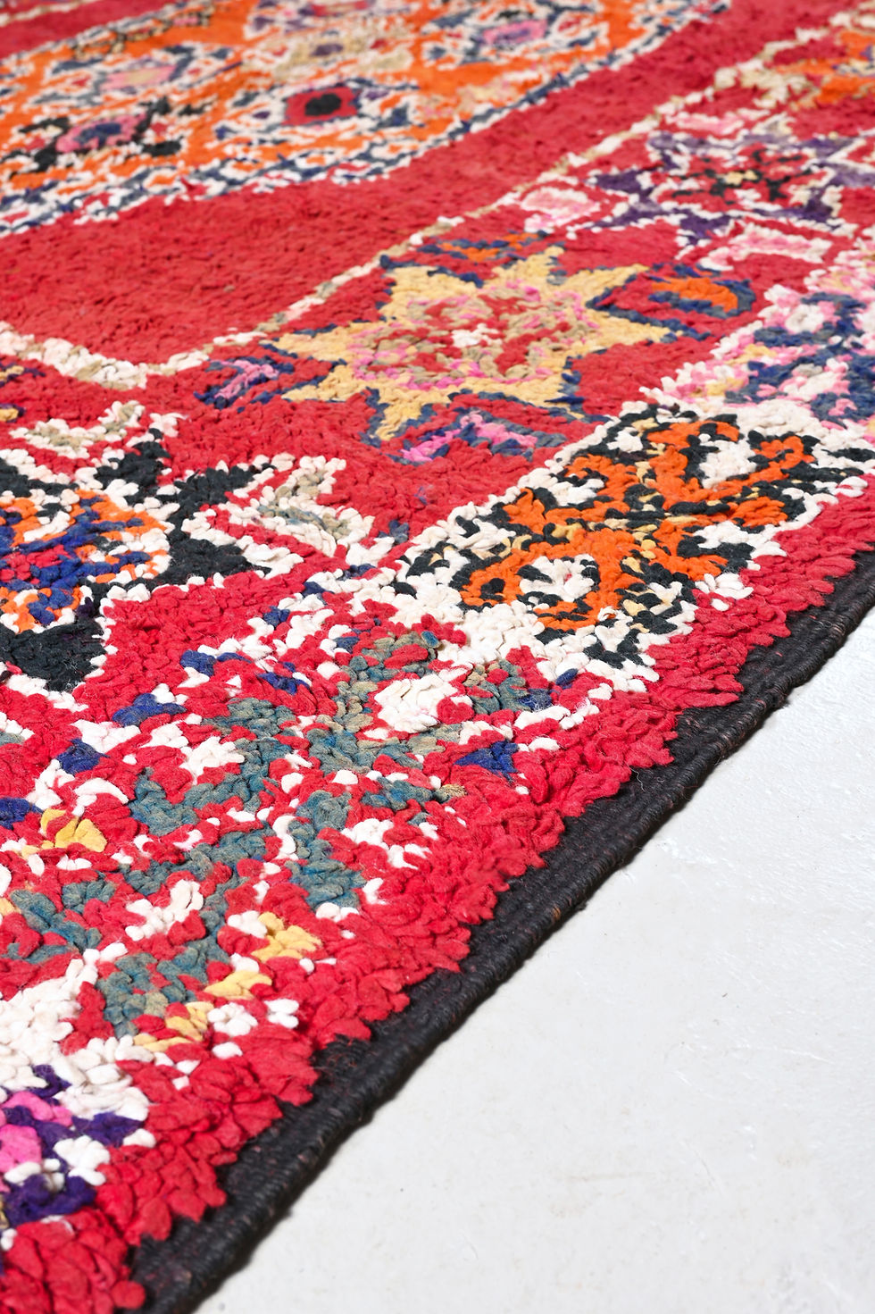 Miniature : Tapis berbère Boujaad vintage à motifs colorés 3,44x1,84m