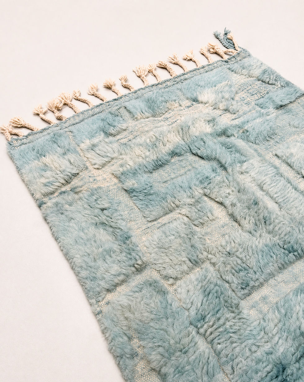 Miniatur: Berberteppich Beni Ouarain, gesprenkelt blaugrau, 1,56 x 1,07 m