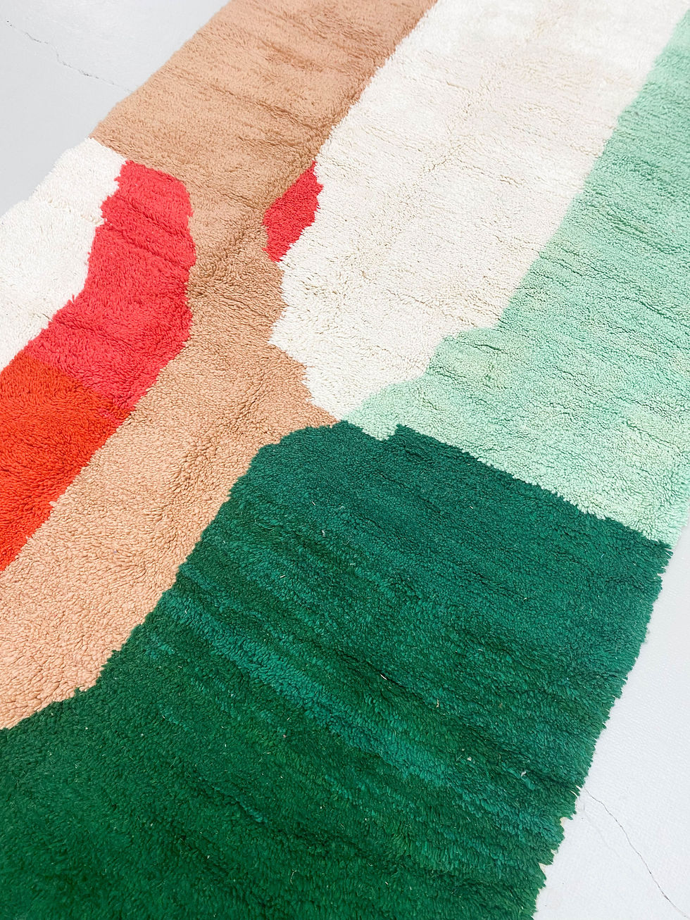Miniature : Tapis berbère Beni Ouarain écru à motifs colorés 2,78x1,55m