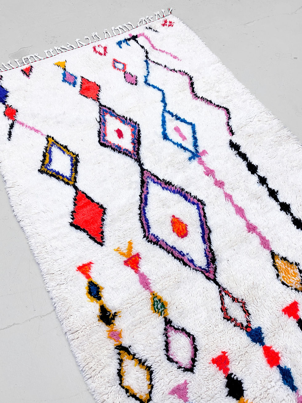 Miniature : Tapis berbère Azilal à motifs colorés 2,47x1,45m