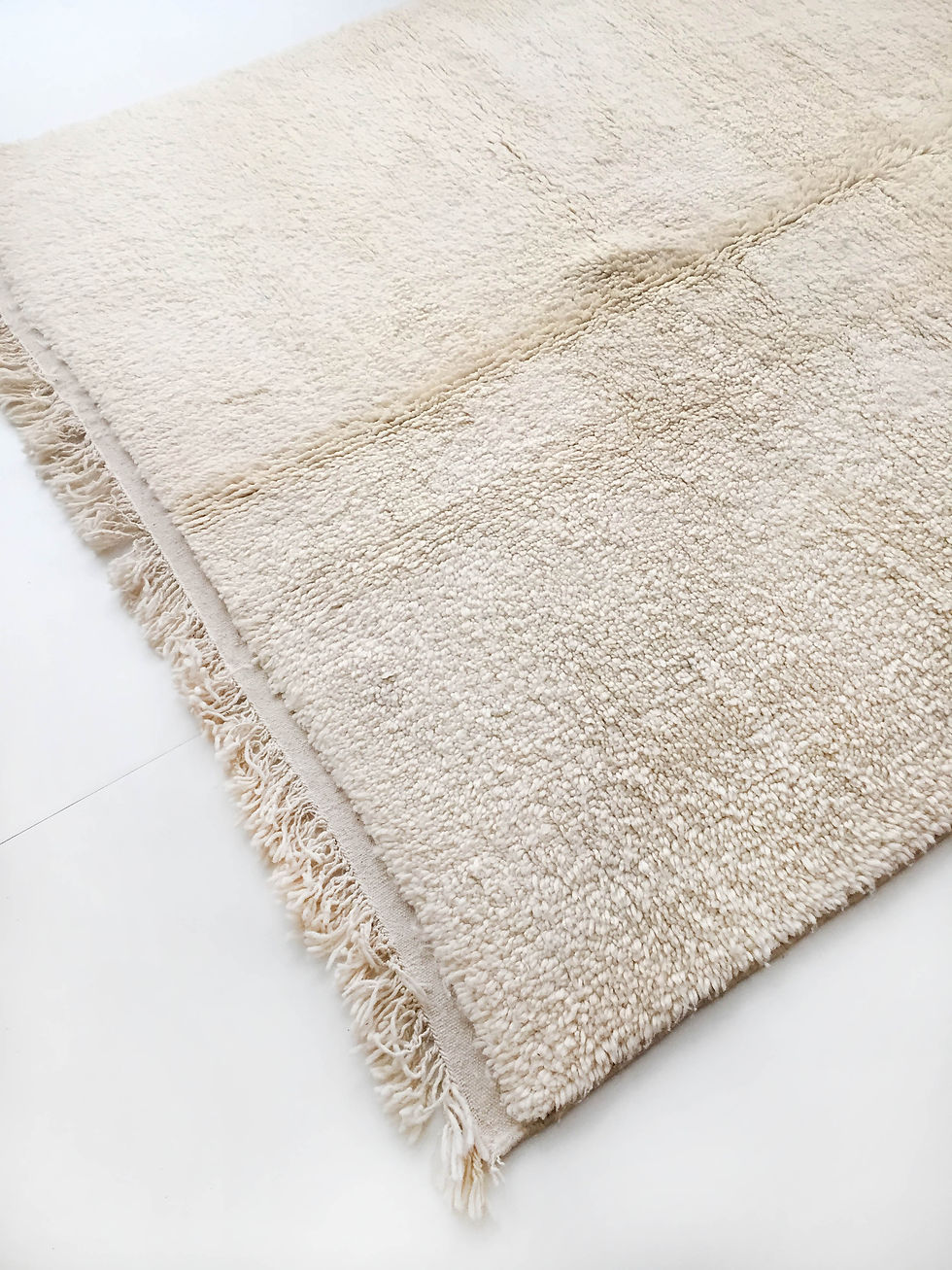 Miniature : Tapis berbère Beni Ouarain écru uni 2,61x1,68m