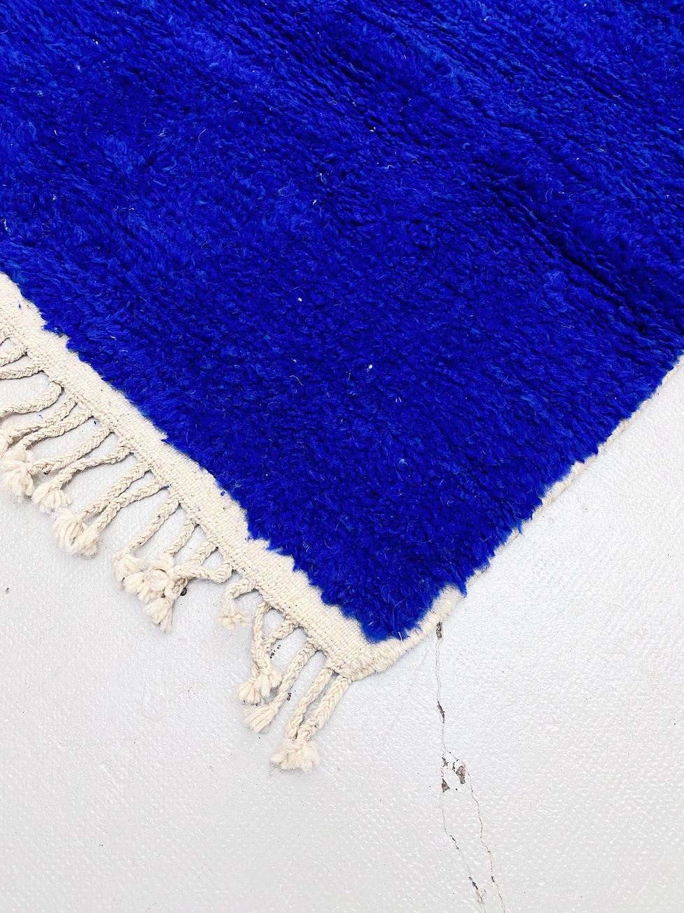 Miniature : Tapis berbère Beni Ouarain uni bleu majorelle 1,58x1,03m