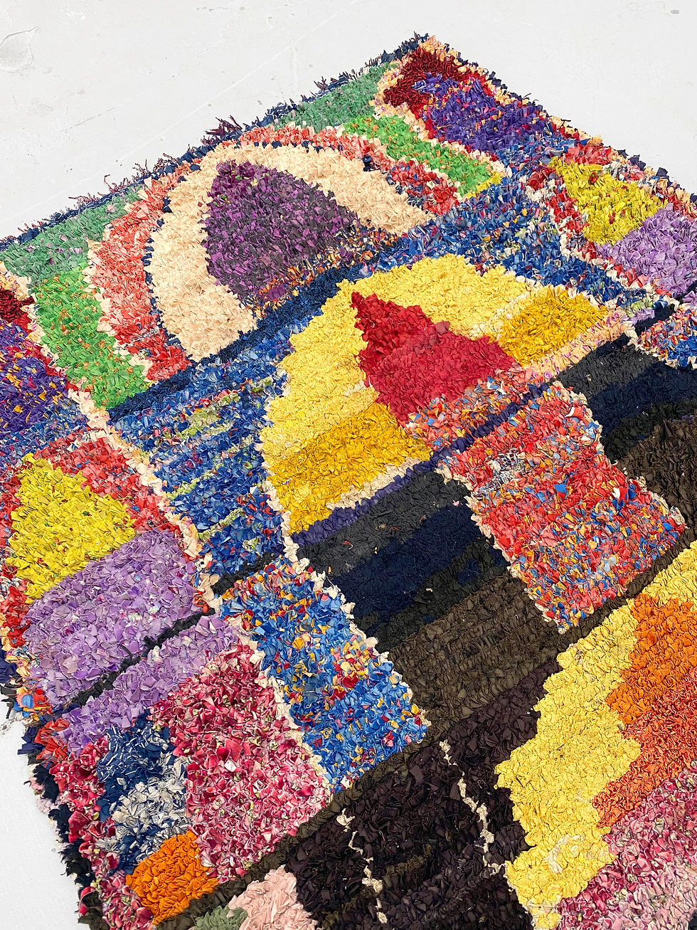 Miniature : Tapis berbère Boucherouite vintage 1,80x1,75m