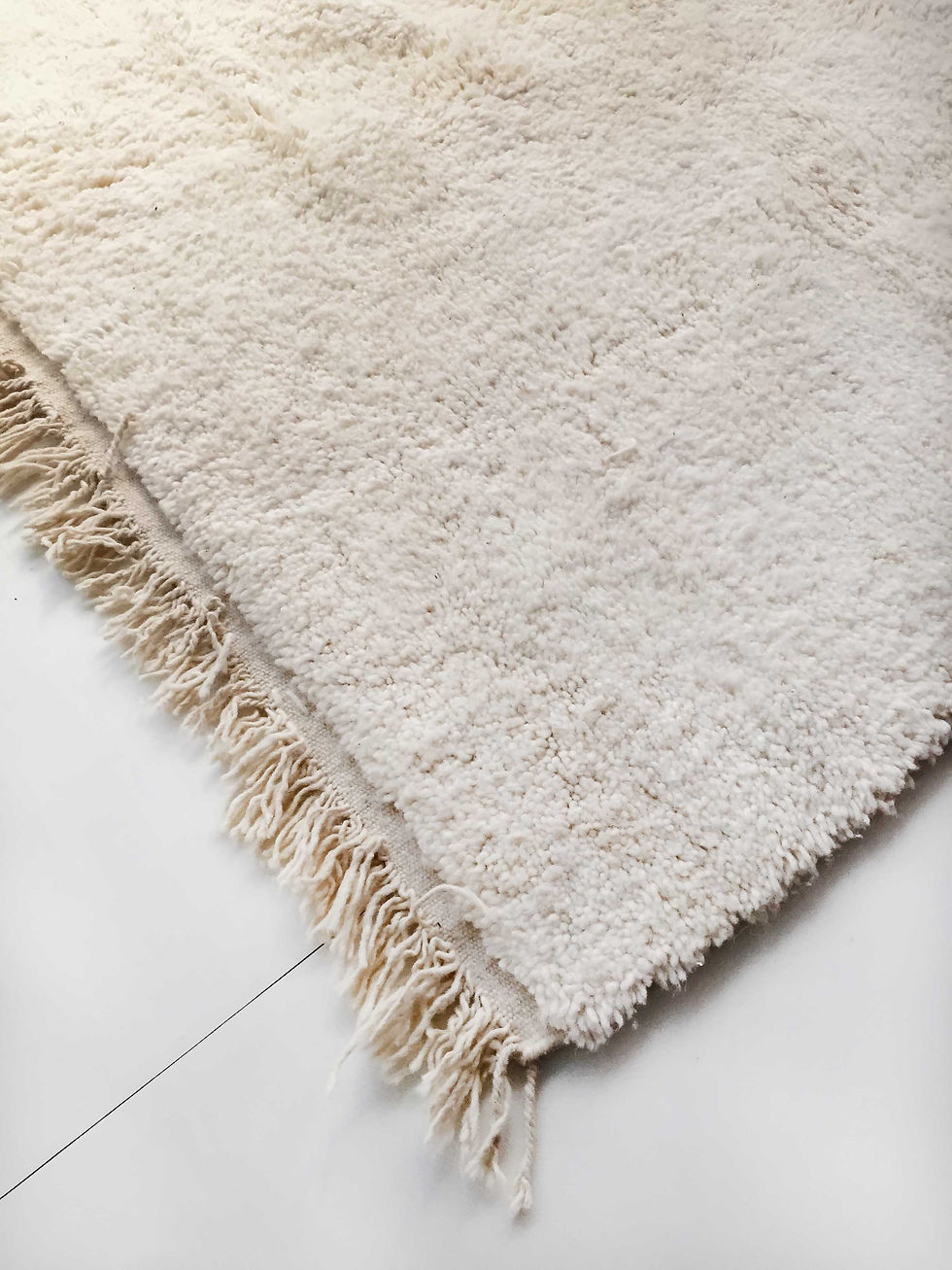 Miniature : Tapis berbère Beni Ouarain écru uni 1,45x1,18m