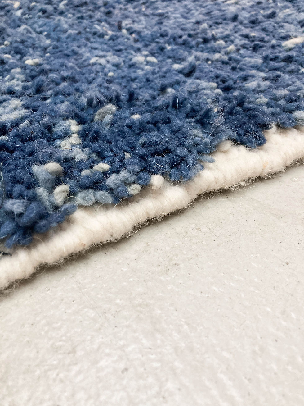Miniatur: Marokkanischer Berberteppich, Beni Ouarain, meliertes Denimblau, 1,96 x 1,06 m