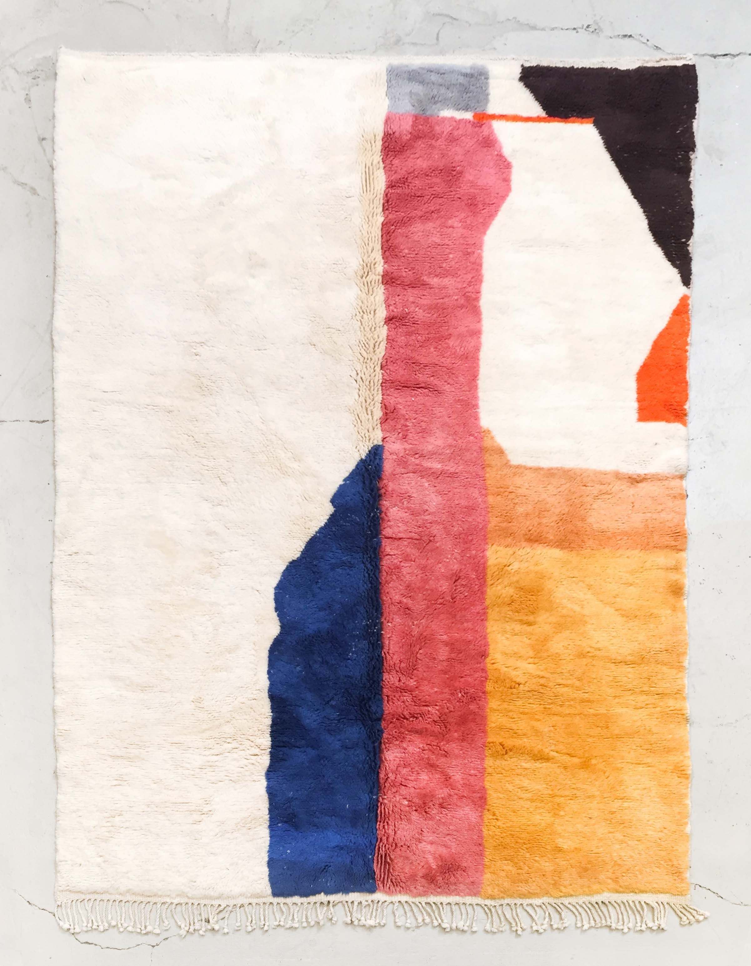 Tapis berbère M'rirt écru à motifs colorés 2,90x2,06m
